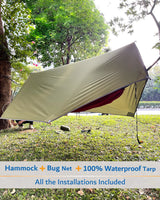 Portable Double Camping Hammock with Mosquito Net – 2-Person Hammock Tent with 10Ft Straps for Outdoor Hiking, Survival & Travel