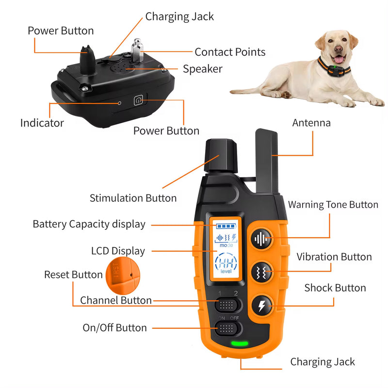 3300ft Electric Dog Training Collar – Waterproof Remote for 5-120lbs Dogs, Shock & Vibration Modes