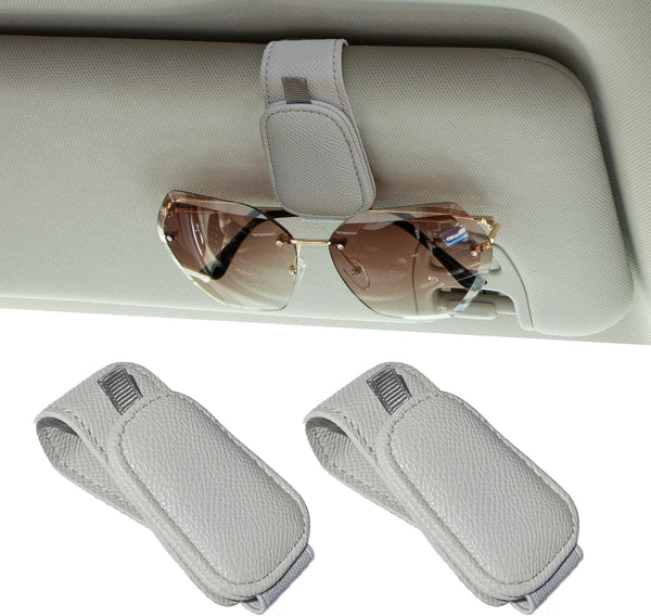 2 Packs Magnetic Sunglass Holder for Car Visor - Universal Sunglasses Clip for Different Size Eyeglasses - Convenient Interior Car Accessories (2, Grey)