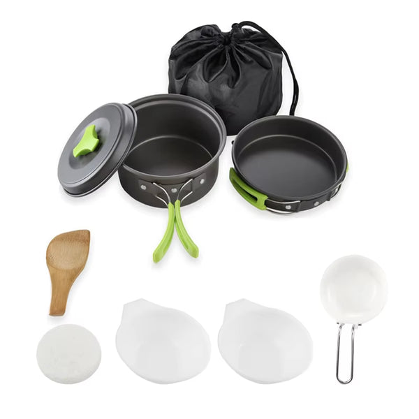 Camping Cookware Set – Lightweight & Durable Backpacking Cooking Kit with Tableware & Storage Bag – Perfect for Outdoor Adventures!