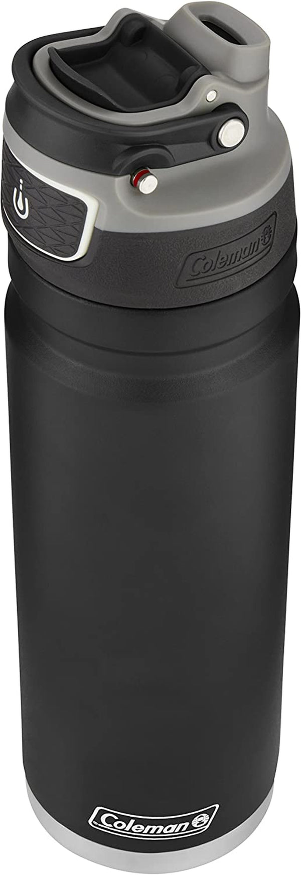 Free Flow Auto Seal stainless steel water bottle with a leak-proof lid and insulated design for keeping drinks hot or cold., 24Oz, Black
