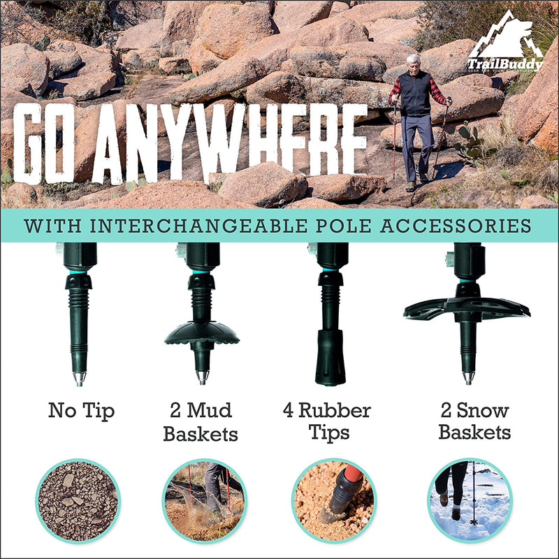 Trekking Poles - Lightweight, Collapsible Hiking Poles for Snowshoe & Backpacking Gear - Pair of 2 Walking Sticks for Hiking, 7075 Aluminum with Cork Grip